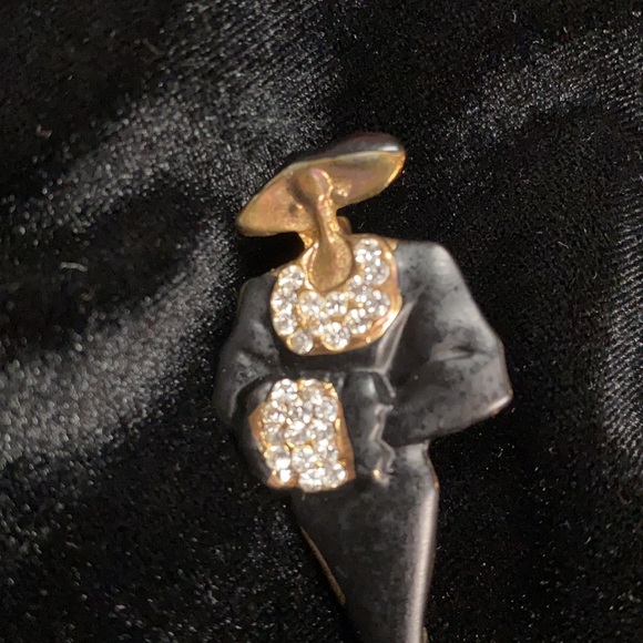 VTG Classy lady Ngold tone w/rhinestones & blk hat - Picture 4 of 5